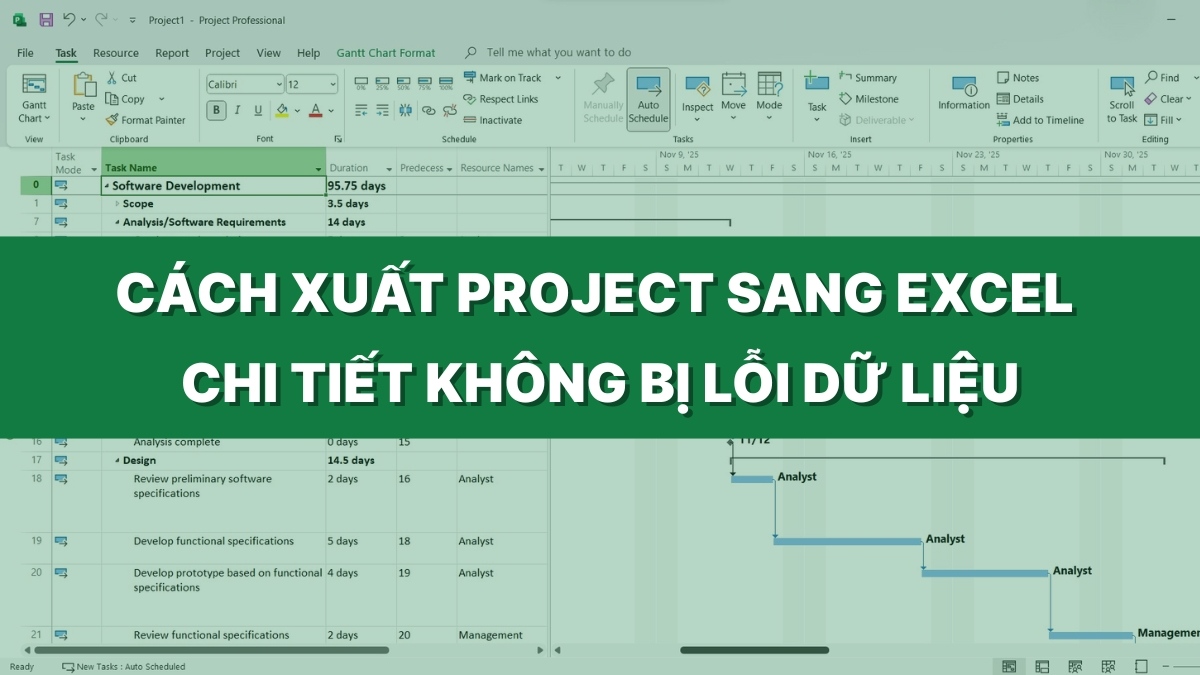 Cách xuất project sang Excel chi tiết không bị lỗi dữ liệu